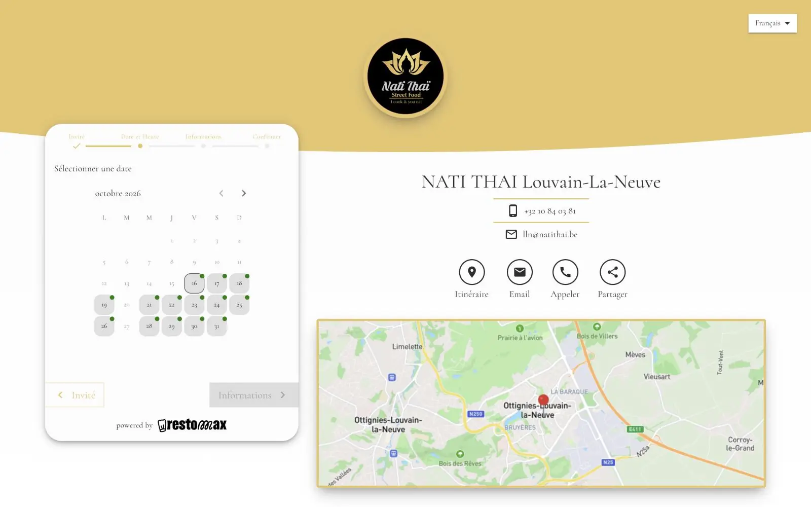 Restomax Book widget: choosing the date